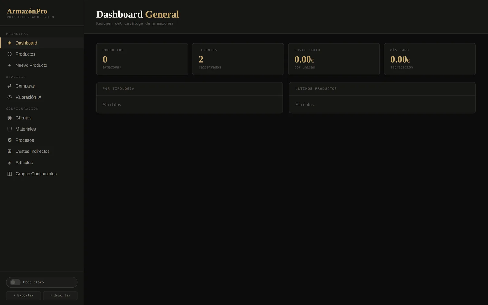 ArmazónPro Dashboard